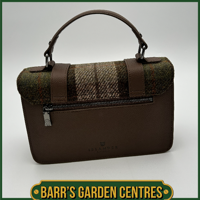 Islander Medium Satchel Bag with Harris Tweed Brown, Beige & Green Chestnut Tartan