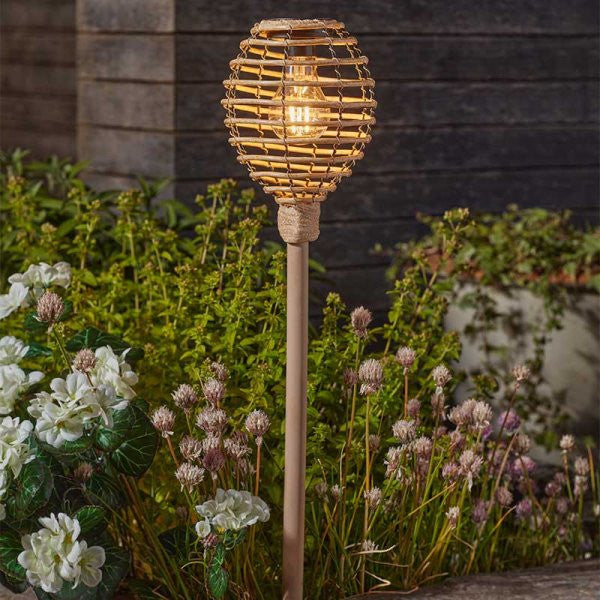 Smart Solar Lumina Faux Rattan Stake Light, Natural Or Grey