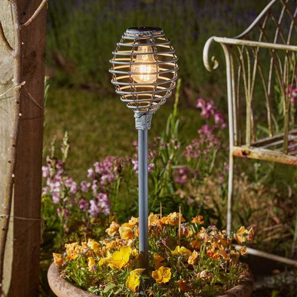 Smart Solar Lumina Faux Rattan Stake Light, Natural Or Grey