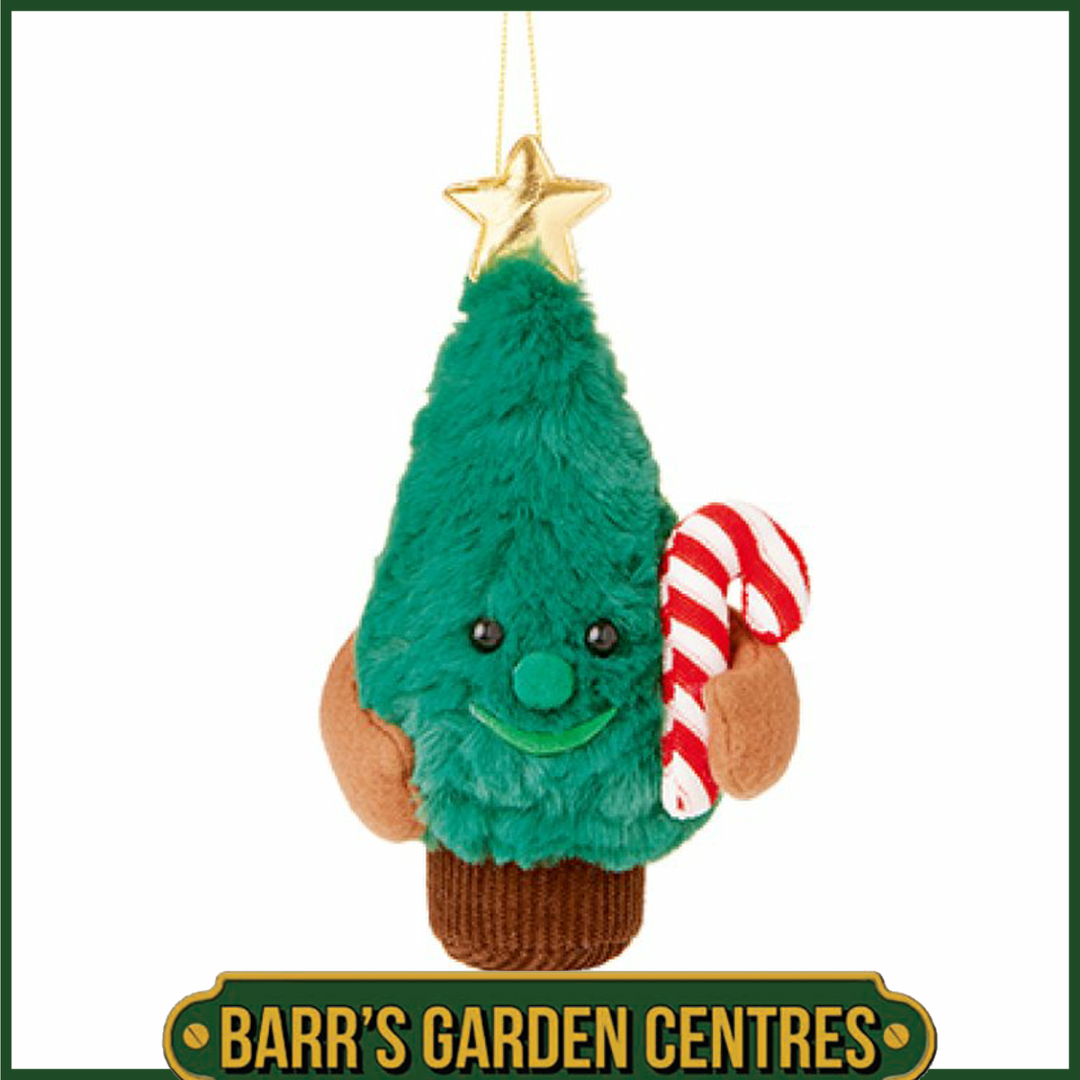 15cm Plush Christmas Tree with Candy Cane