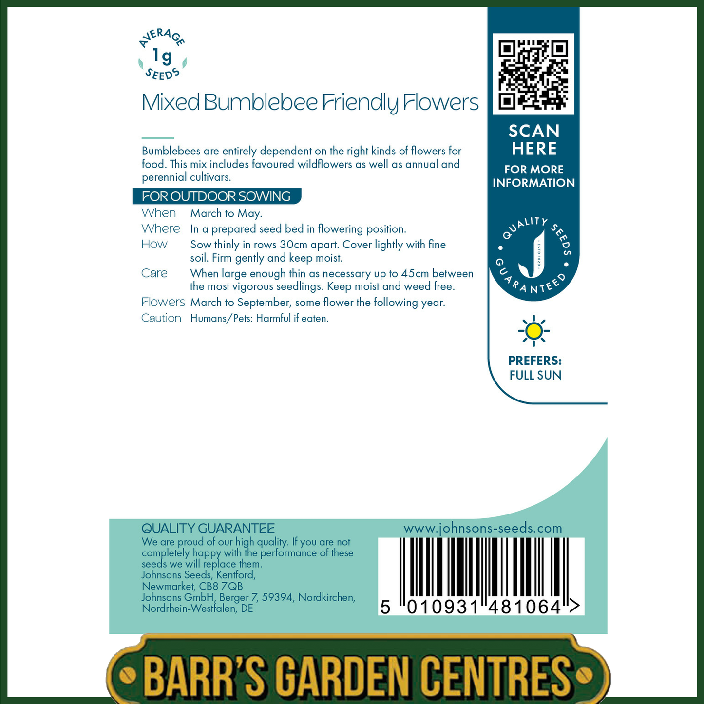 Johnsons - Mixed Bumblebee Friendly Flowers - 1g Seeds