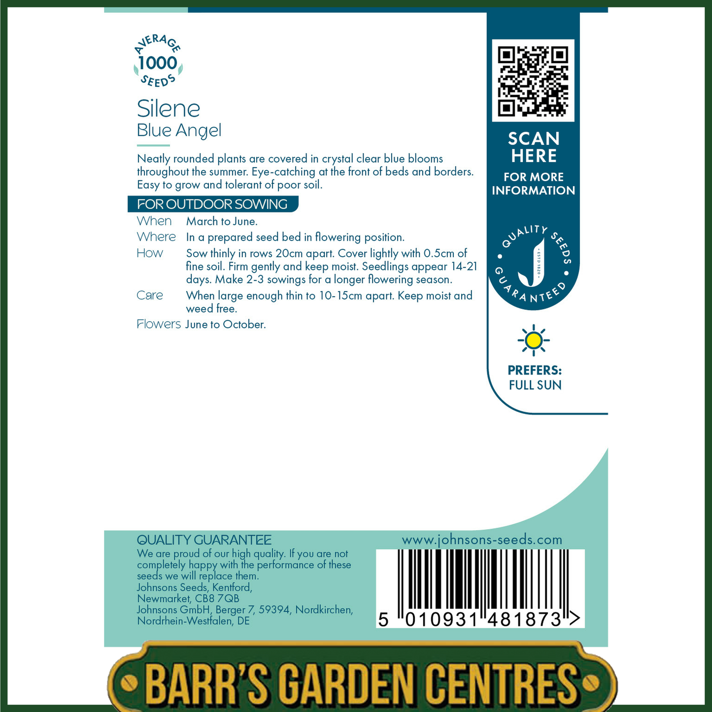 Johnsons - Silene Blue Angel - 1000 Seeds