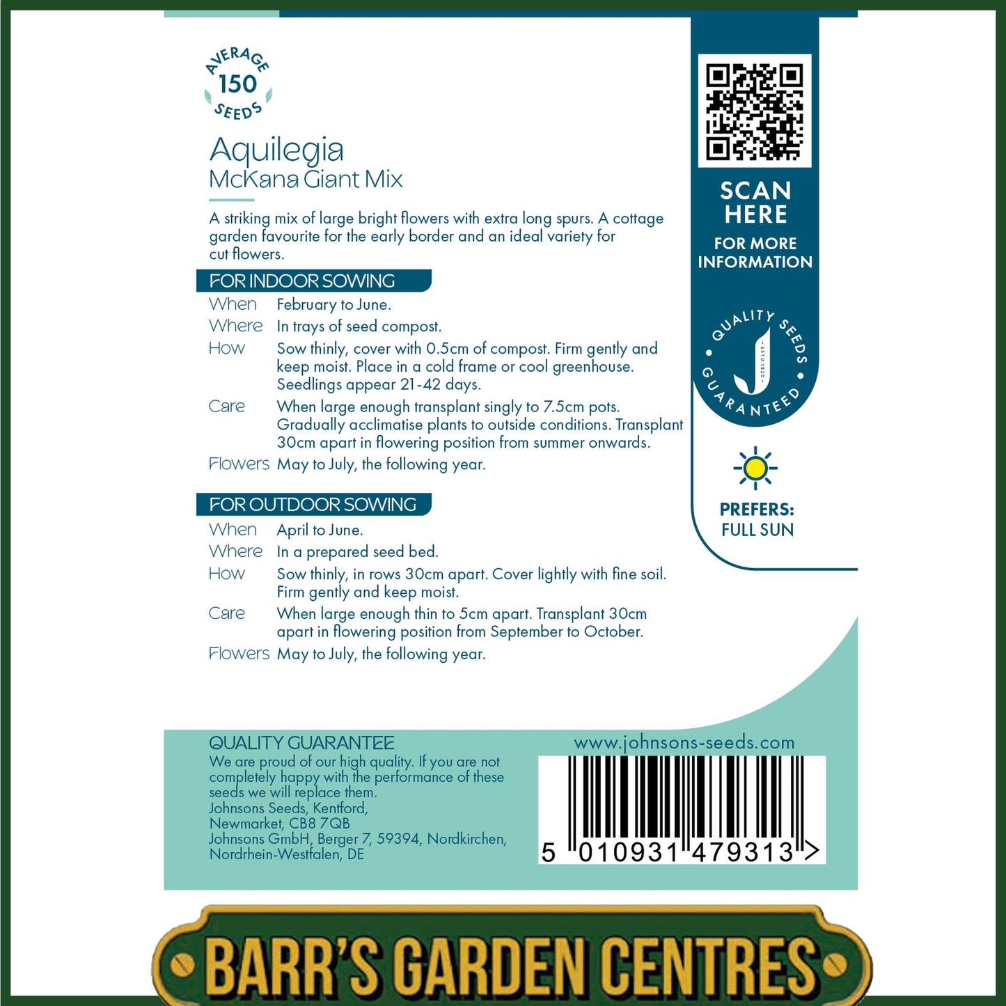 Johnsons - Aquilegia Mckana Giant Mix - 150 Seeds