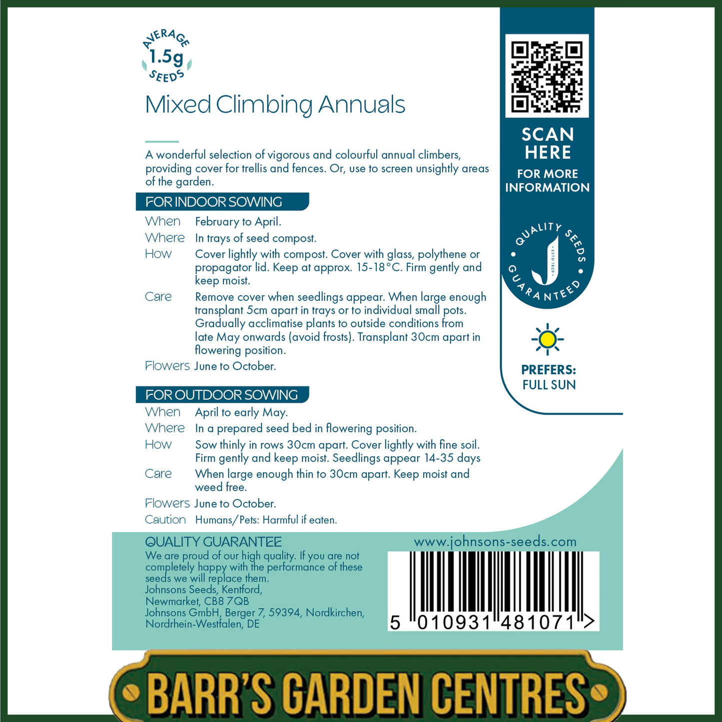 Johnsons - Mix Climbing Annuals - 1.5g Seeds