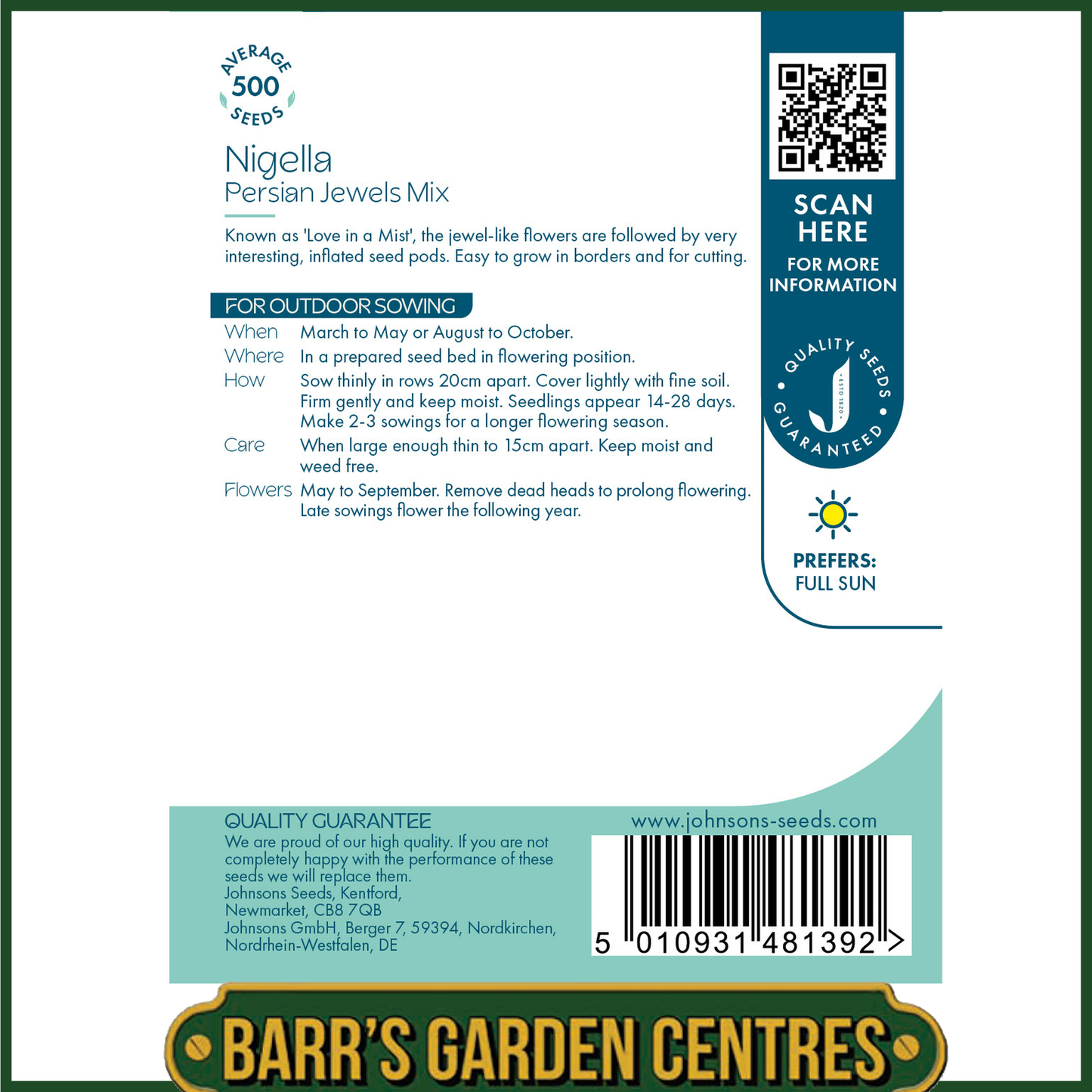 Johnsons - Nigella Persian Jewels Mix - 500 Seeds