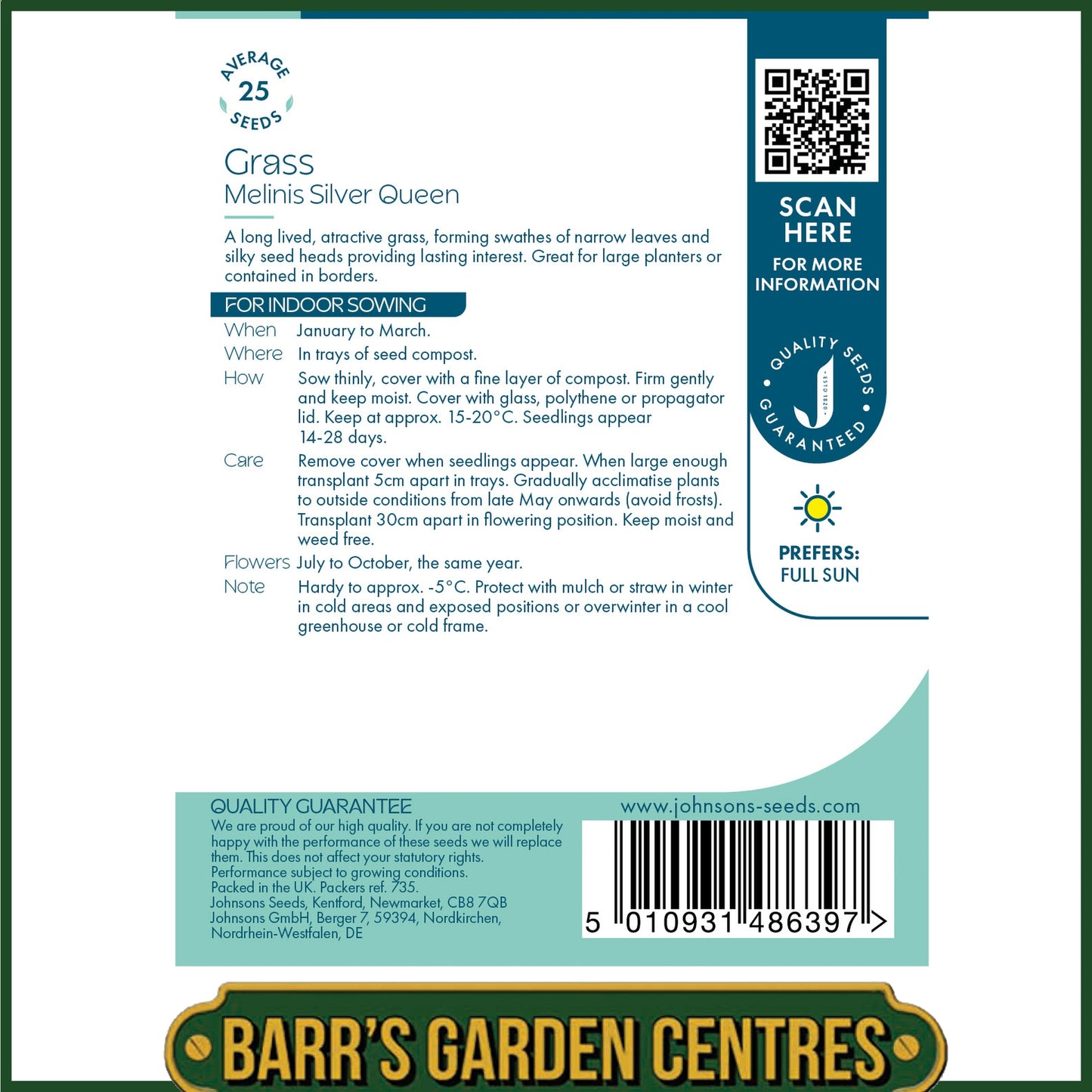 Johnsons - Grass Melinis Silver Queen - 25 Seeds