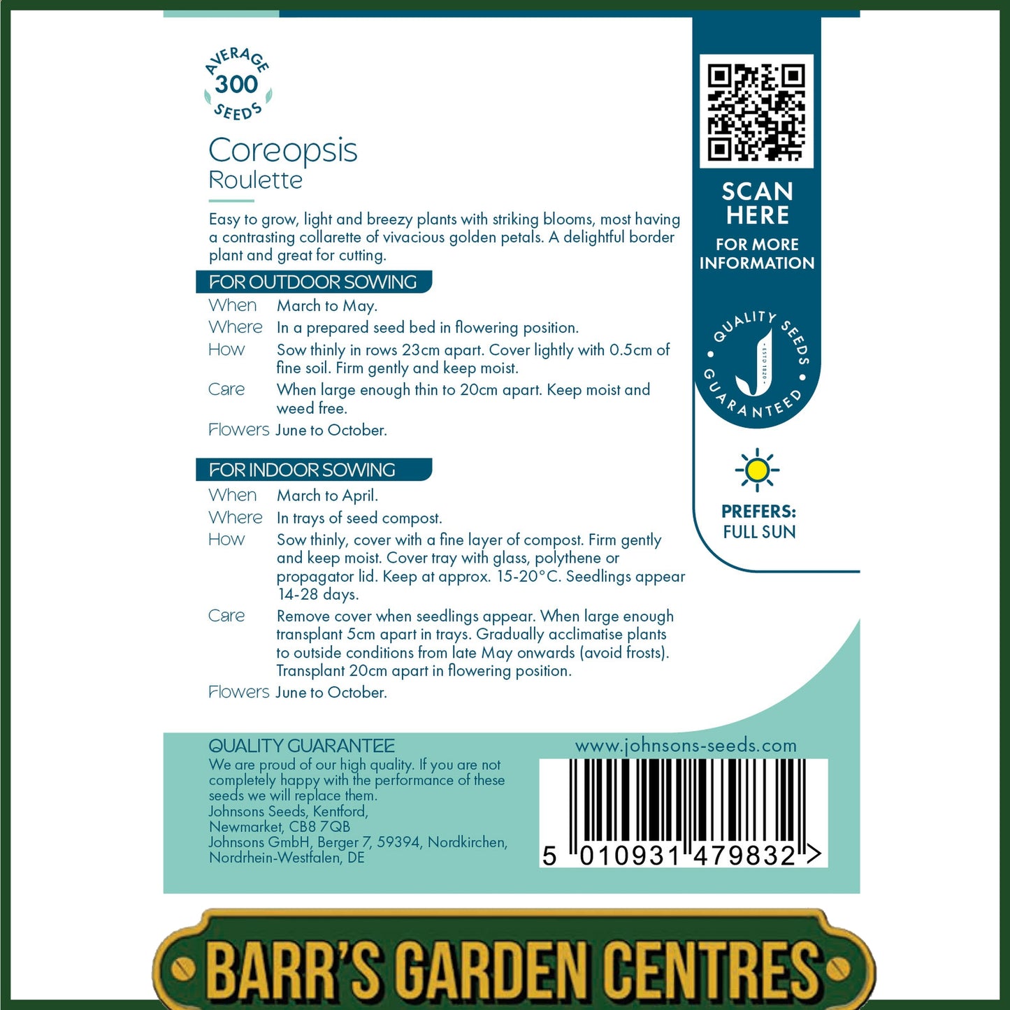 Johnsons - Coreopsis Roulette - 300 Seeds