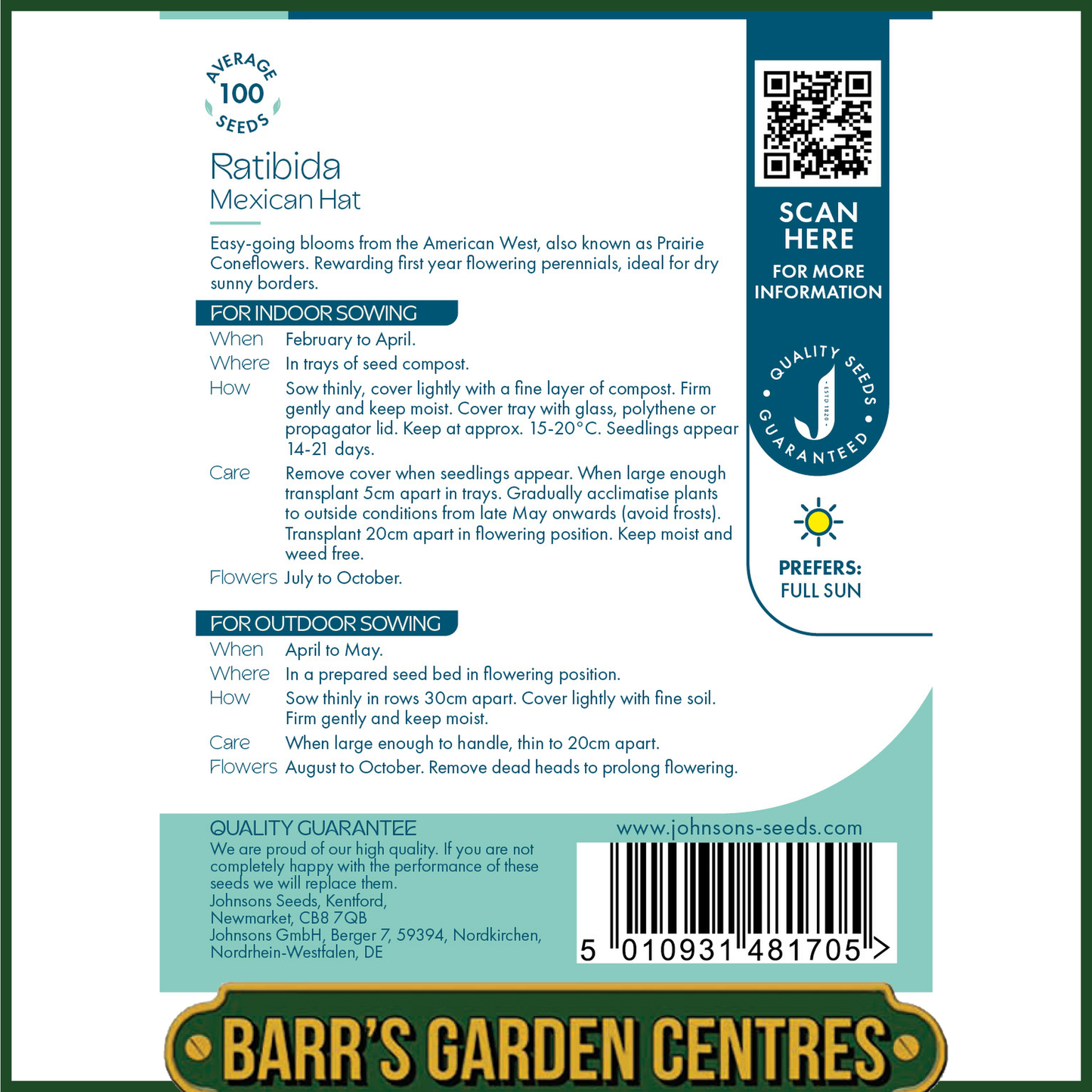 Johnsons - Ratibida (mexican Hat) - 100 Seeds