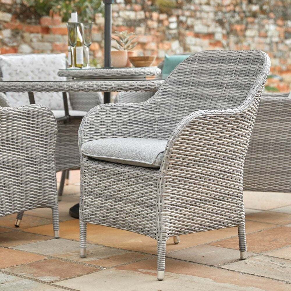 Monte Carlo Stone 6 Seat Dining Set with Lazy Susan and 3m Parasol Set 3