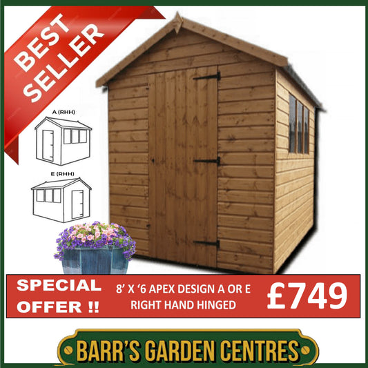 Standard Apex Shed 12mm Cladding - Delivered Flat Packed