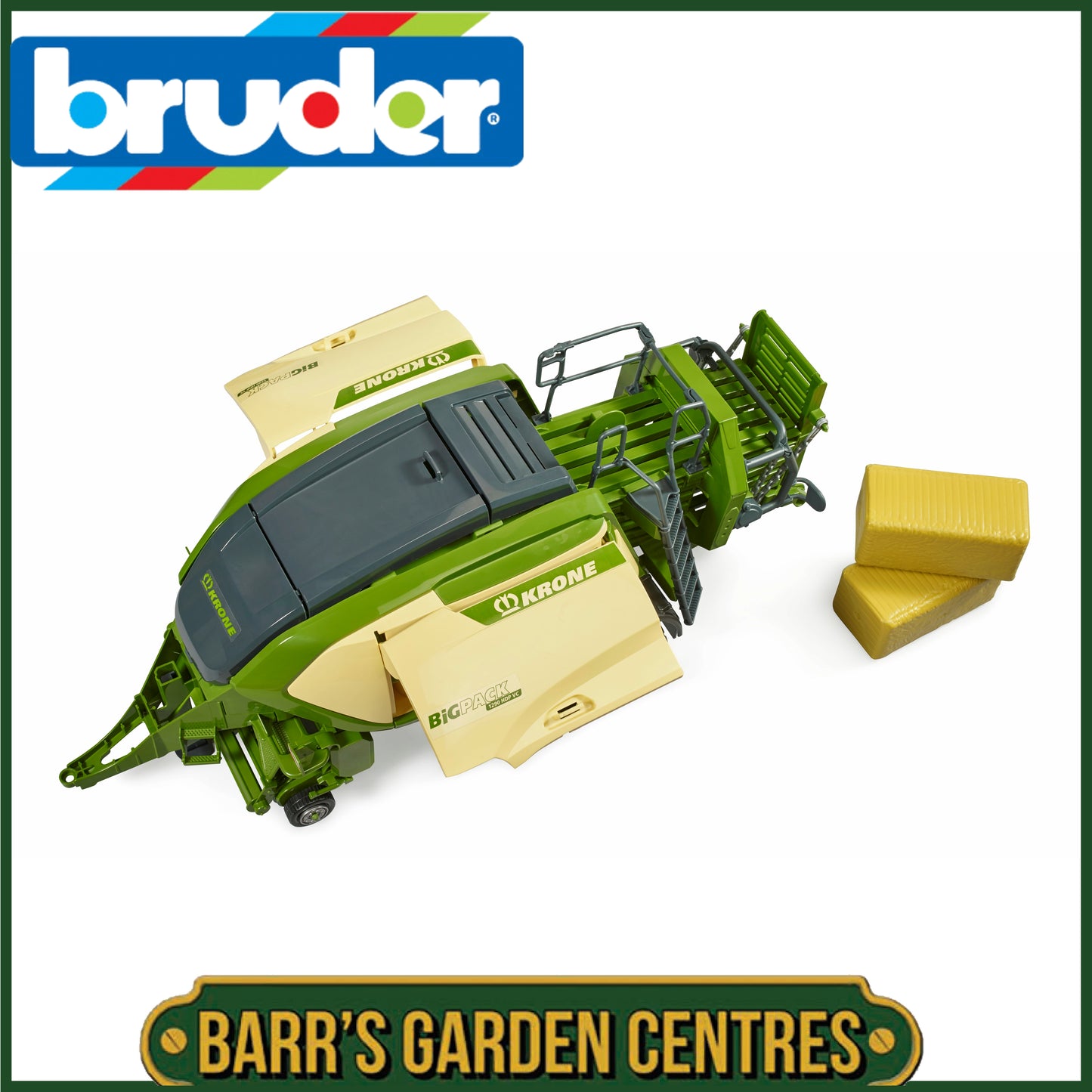 BRUDER Krone BiG Pack 1290HDP VC with 2 block hay bales