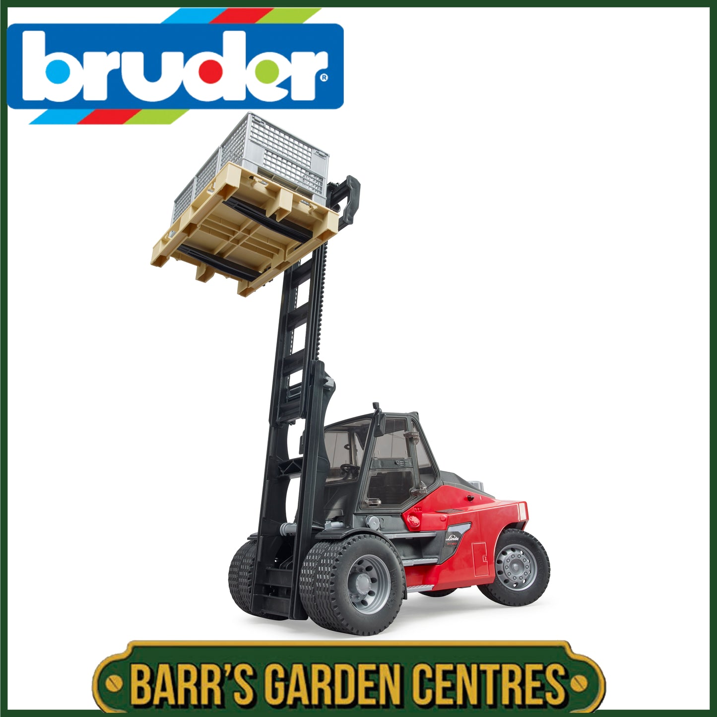 BRUDER Linde HT160D Stacker With Pallet And 3 Pallet Cages