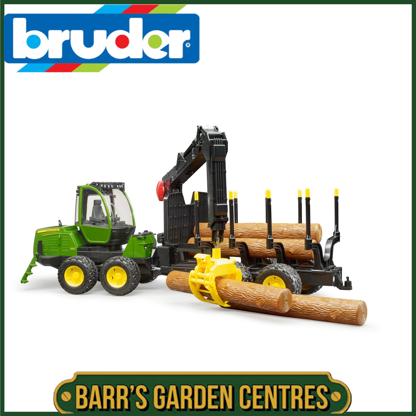 BRUDER John Deere 1210E Forwarder With 4 Trunks And Grab