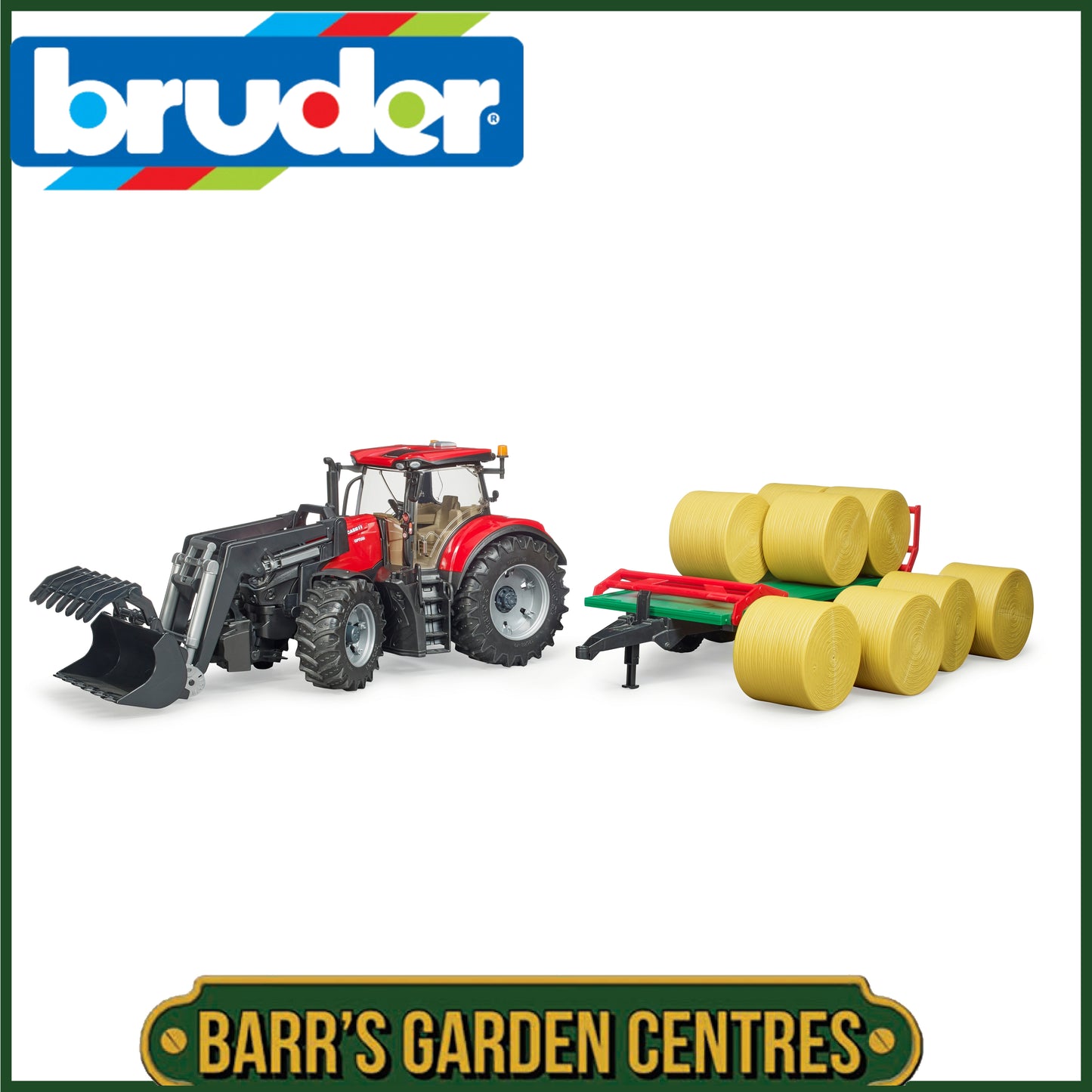 BRUDER Case IH Optum 300CVX + bale transport trailer