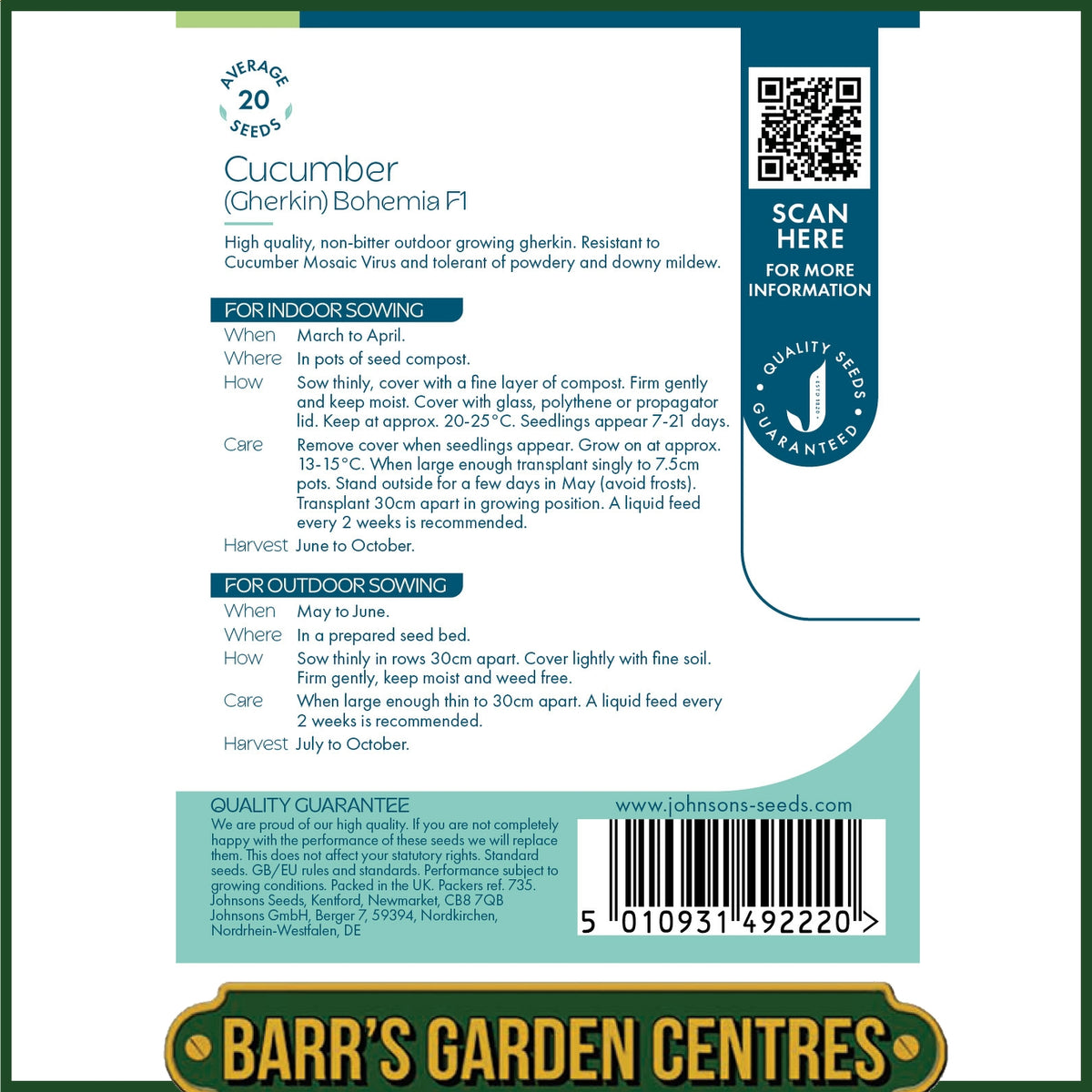 Johnsons - Cucumber (gherkin) Bohemia F1 - 20 Seeds
