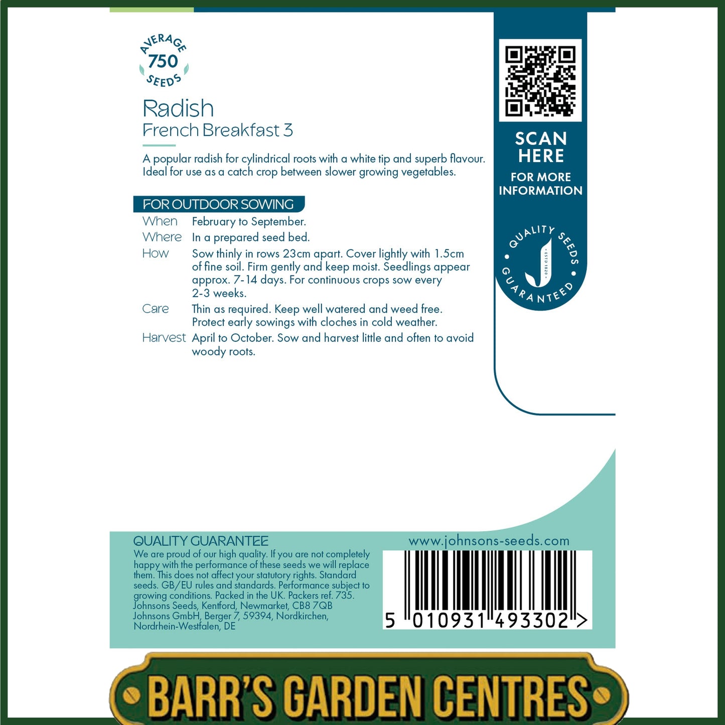 Johnsons - Radish French Breakfast 3 - 750 Seeds