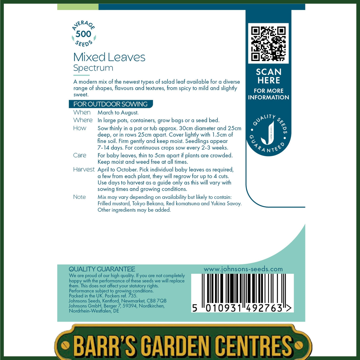 Johnsons - Mixed Leaves Spectrum - 500 Seeds
