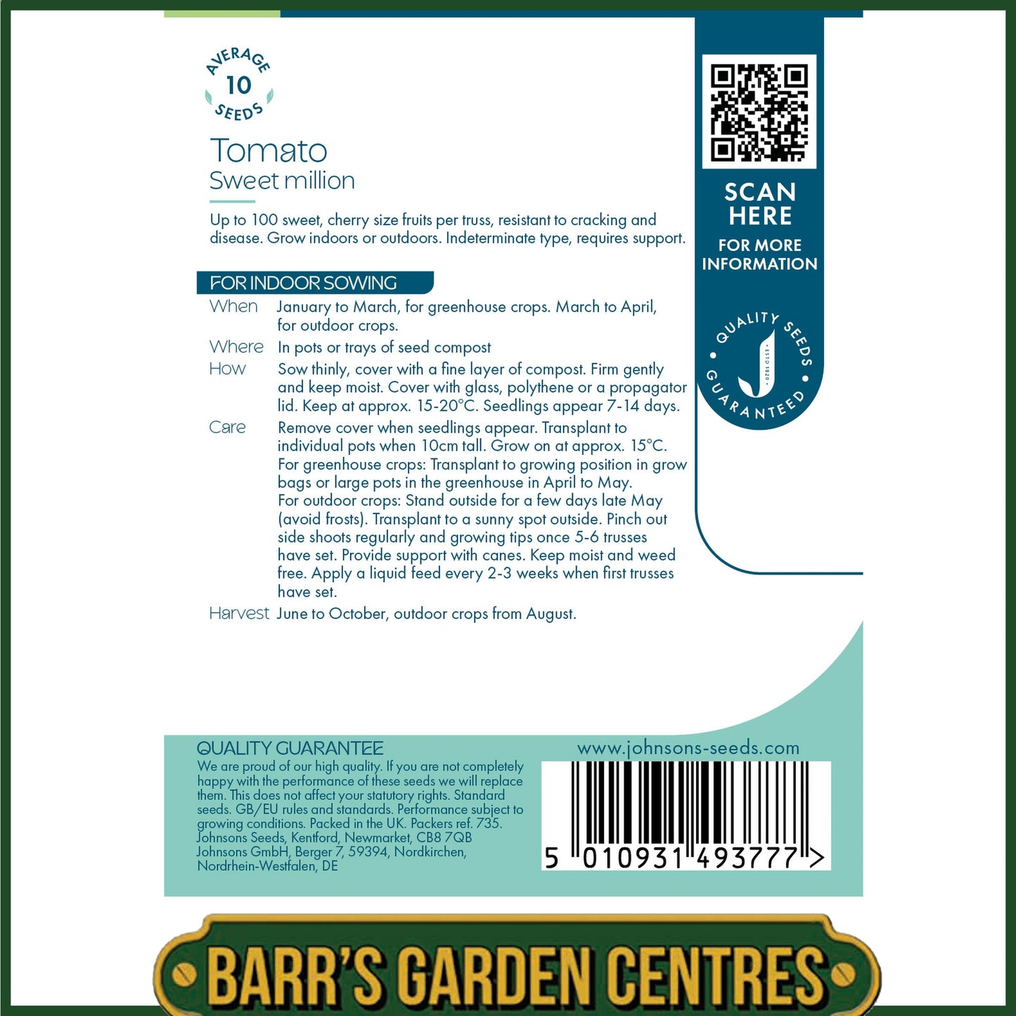 Johnsons - Tomato Sweet Million F1 - 10 Seeds