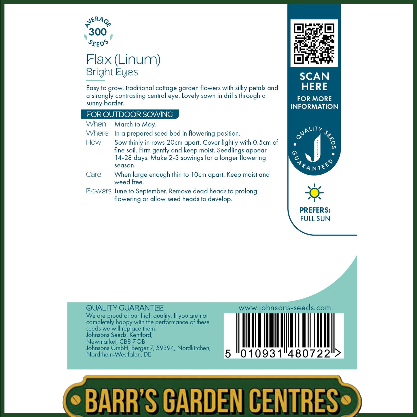 Johnsons - Linum Bright Eyes - 300 Seeds
