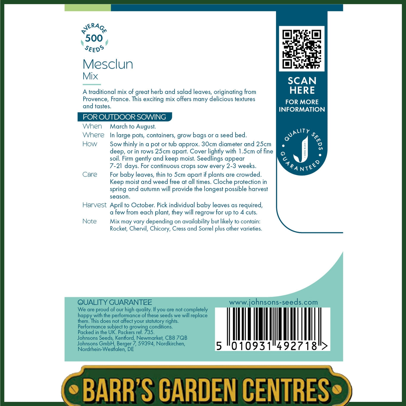 Johnsons - Mesclun Mixed - 500 Seeds