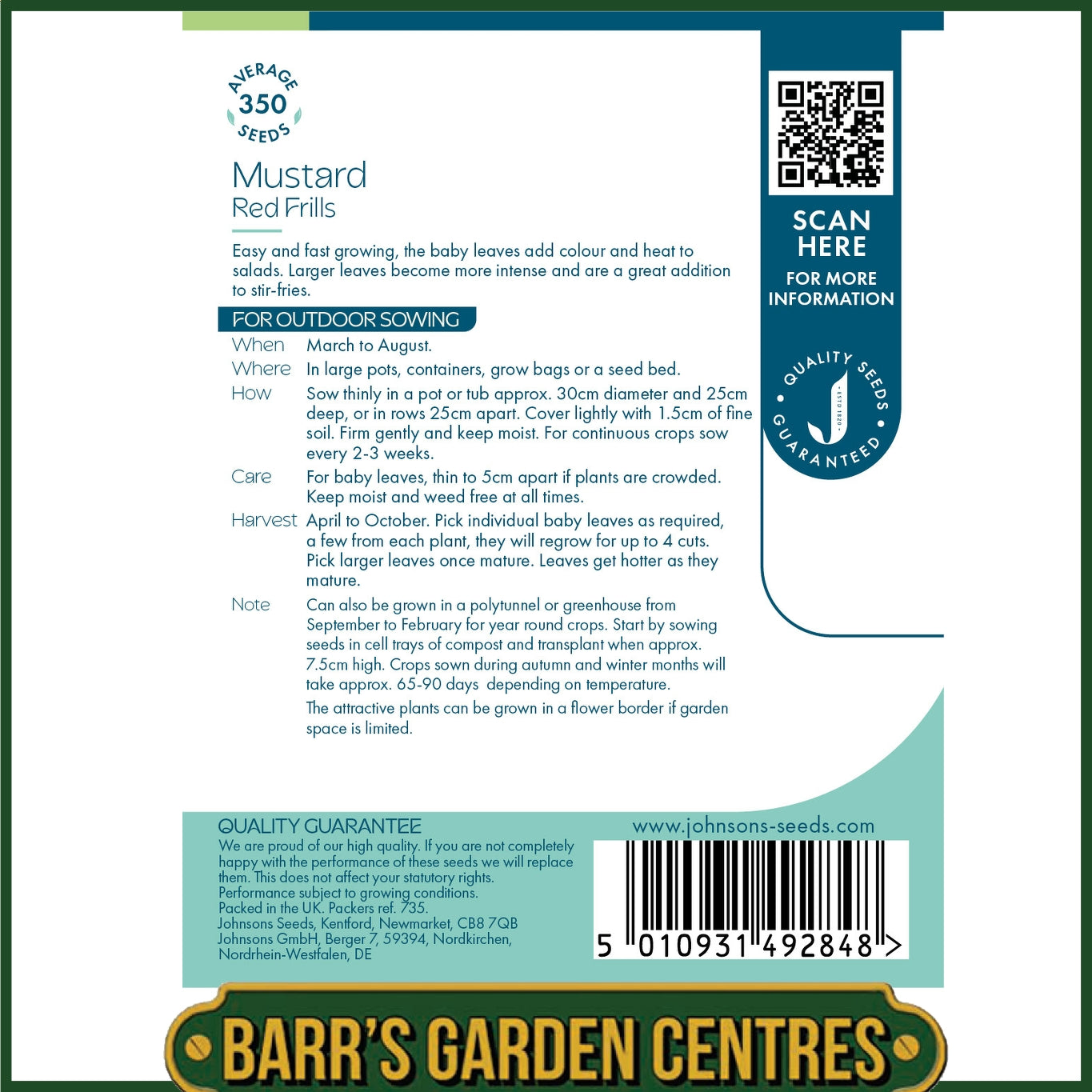 Johnsons - Mustard Red Frills - 350 Seeds