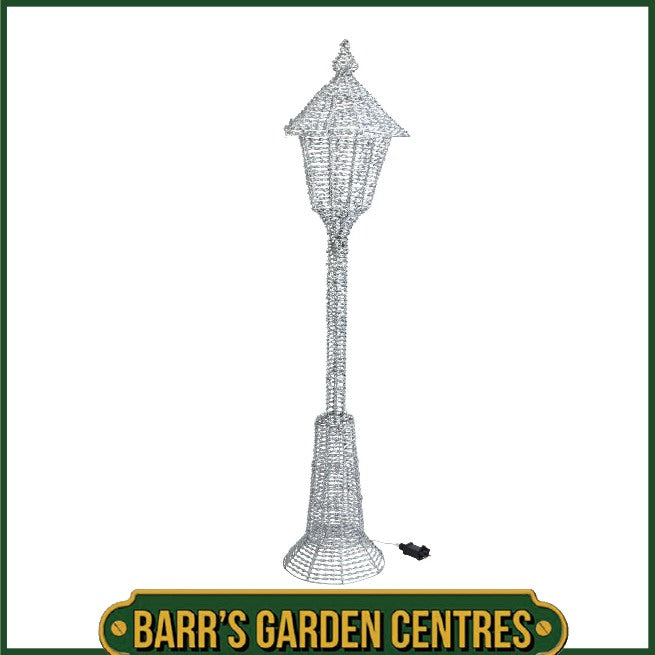 1.5m Glitter Twist Silver Twinkling Lamp Post