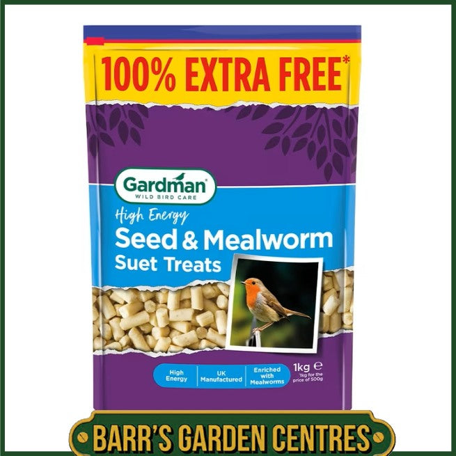 Gardman Seed & Mealworm Suet Treats 500g + 100% Extra Free