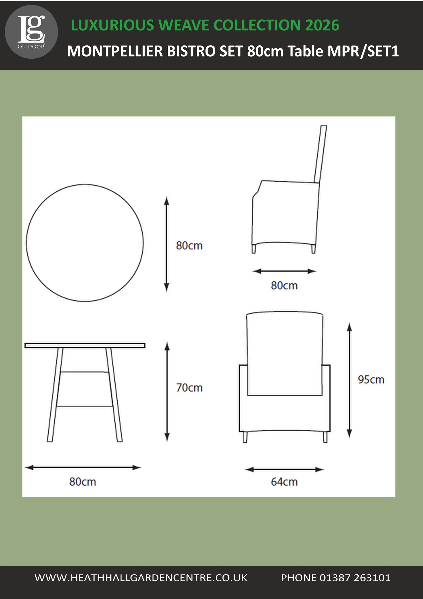 Montpellier 80cm Bistro Set