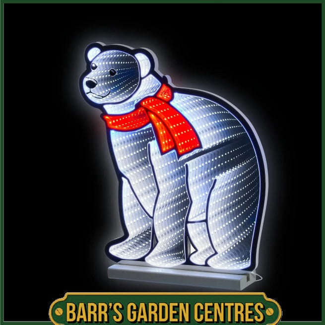 Three Kings Polar Bear with Red Scarf Christmas Infinity Mirror Light