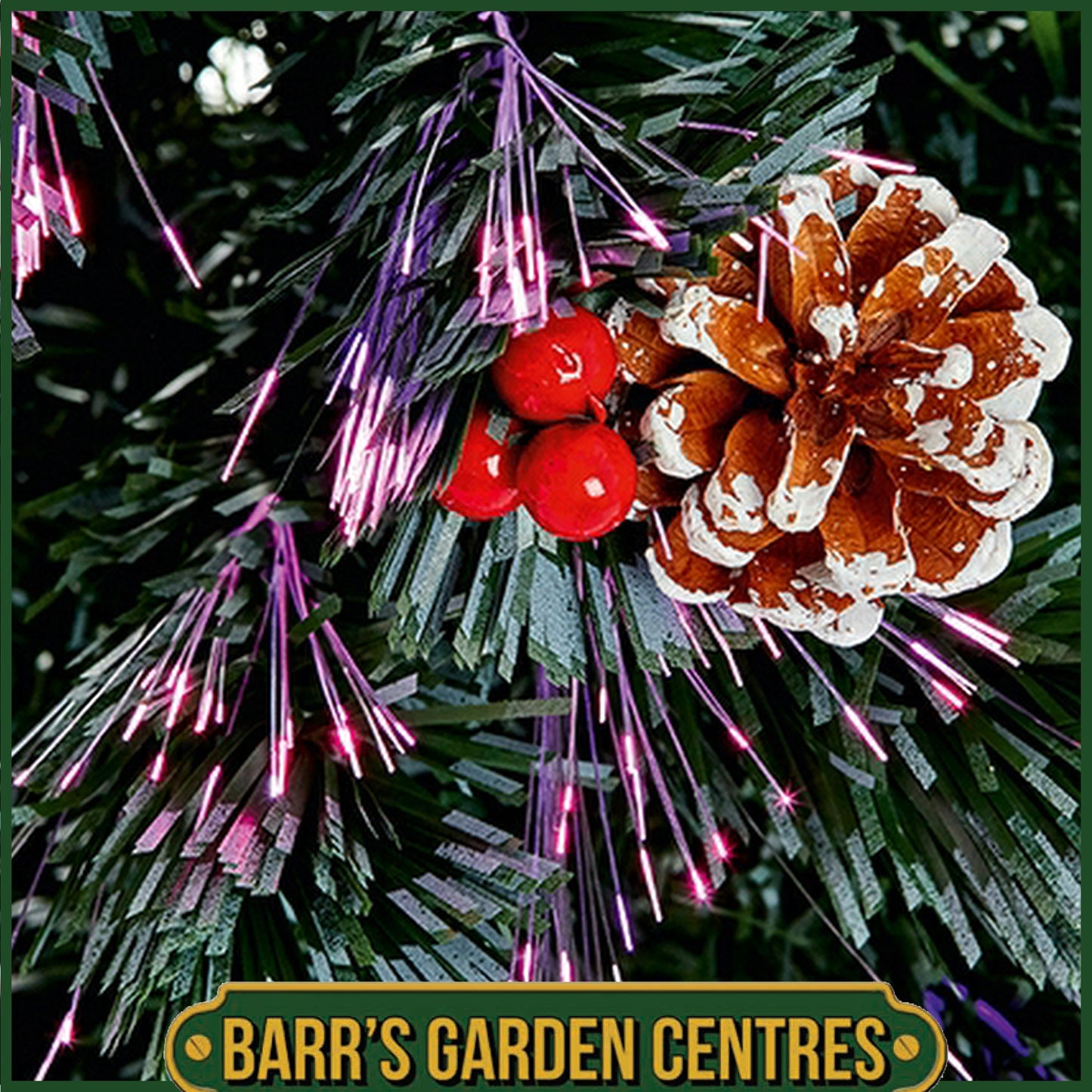 Premier 1.2m Fibre Optic Tree with Pine Cones and Berries with Tree