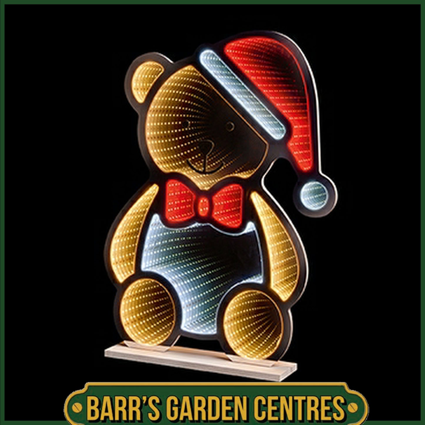 Premier 60cm Teddy Bear with Santa Hat Tabletop Infinity Mirror