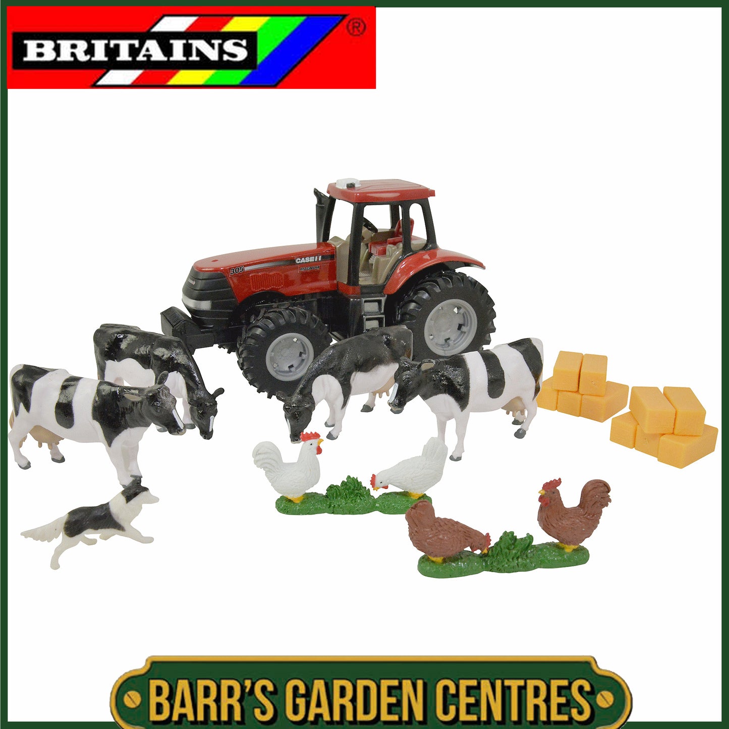BRITAINS Farm Building Set with Case Tractor