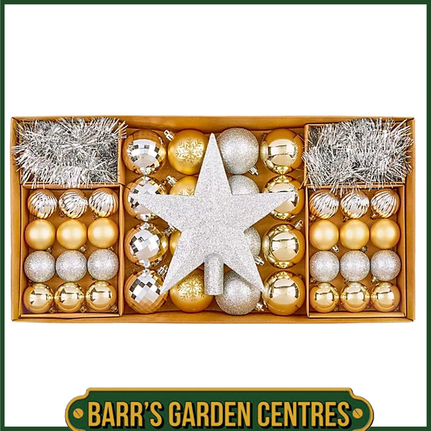 Premier 54 piece Shatterproof Multipack Baubles, Star and Decoration Set