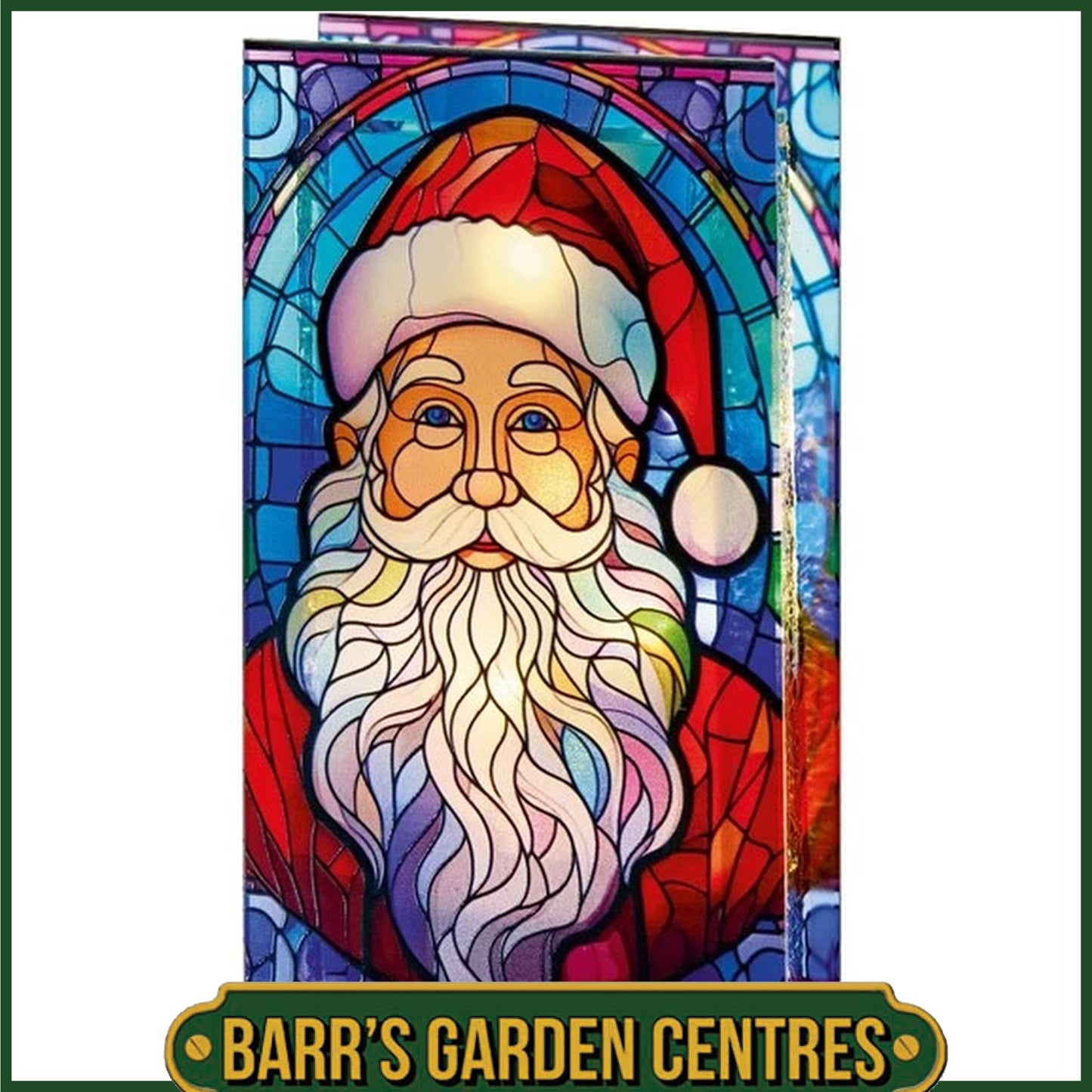 Premier 21cm Stained Glass Santa Light Up Christmas Decoration