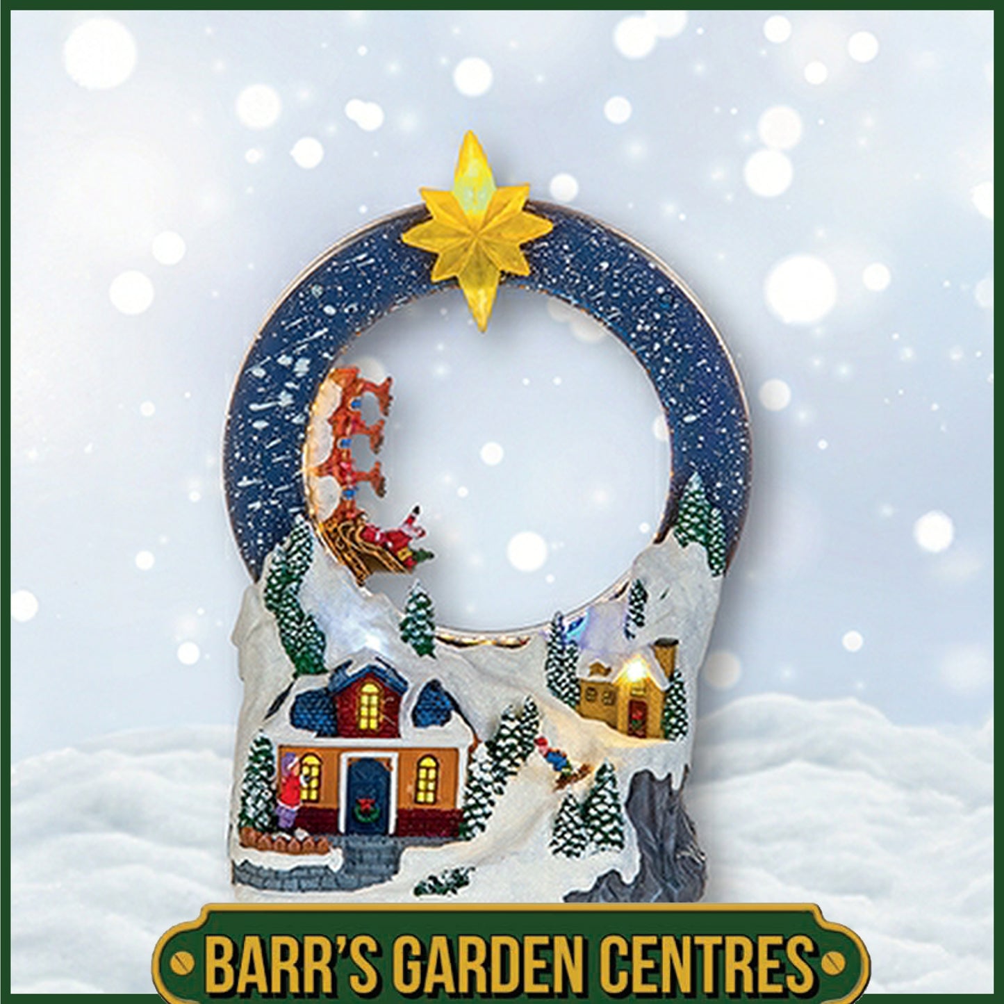 Premier 29cm Battery Operated Lit Village with Looping Santa Sleigh