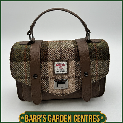 Islander Medium Satchel Bag with Harris Tweed Brown, Beige & Green Chestnut Tartan