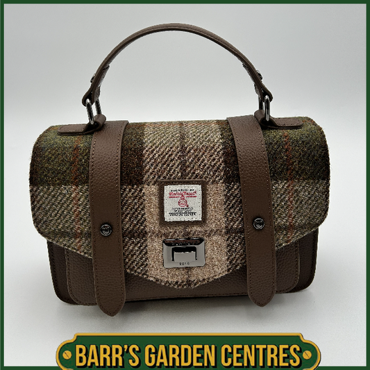 Islander Medium Satchel Bag with Harris Tweed Brown, Beige & Green Chestnut Tartan