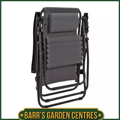 Folding Metal Zero Gravity Sun Lounger - Black