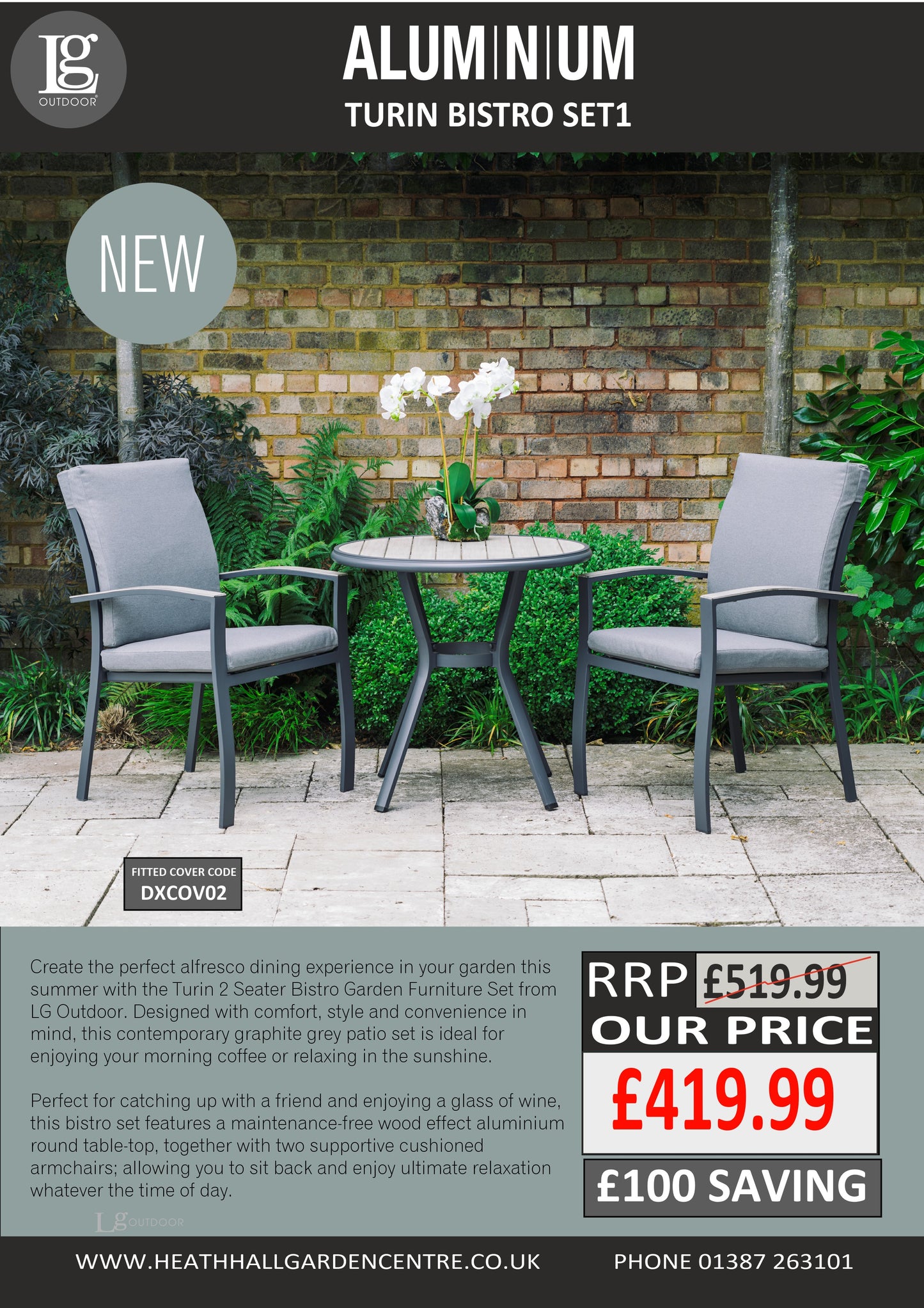 Turin Aluminium Bistro Set