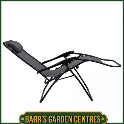 Folding Metal Zero Gravity Sun Lounger - Black
