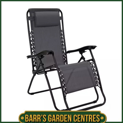 Folding Metal Zero Gravity Sun Lounger - Black