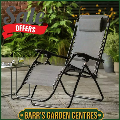 Folding Metal Zero Gravity Sun Lounger - Black