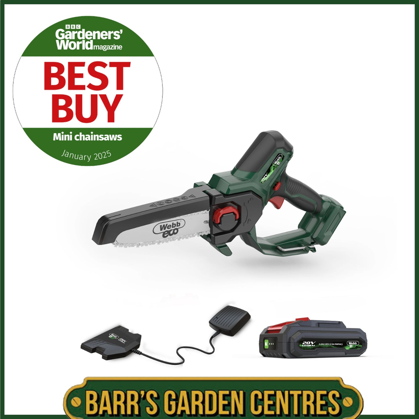 Webb Eco WEV20PSB2 20V 15cm (6″) Cordless Pruning Saw Trimmer (2Ah Battery & Charger included)