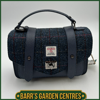 Islander Medium Satchel with Harris Tweed Navy Over Check