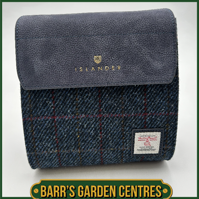 Islander The Eilidh Leather Crossbody Bag with Navy Over-Check Harris Tweed