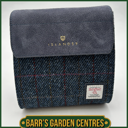Islander The Eilidh Leather Crossbody Bag with Navy Over-Check Harris Tweed