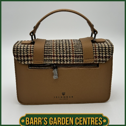 Islander Medium Satchel Bag with Harris Tweed Beige Dogtooth
