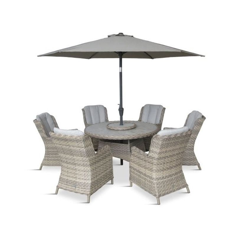 Florence 6 Seat Dinning Set with  3m Deluxe Crank and Tilt Parasol  (Flrc-Set 3)