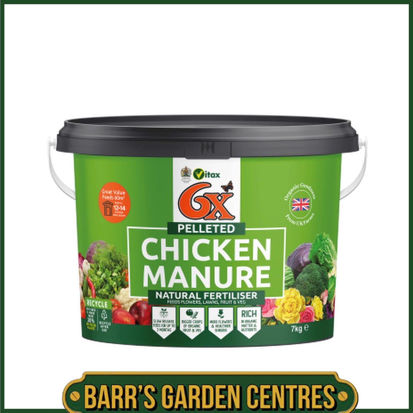 6X Pelleted Poultry Manure 7kg Tub