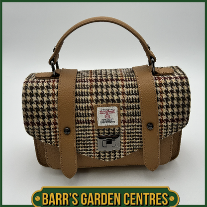 Islander Medium Satchel Bag with Harris Tweed Beige Dogtooth